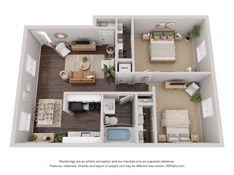 a 1 bedroom floorplan is shown in this illustration